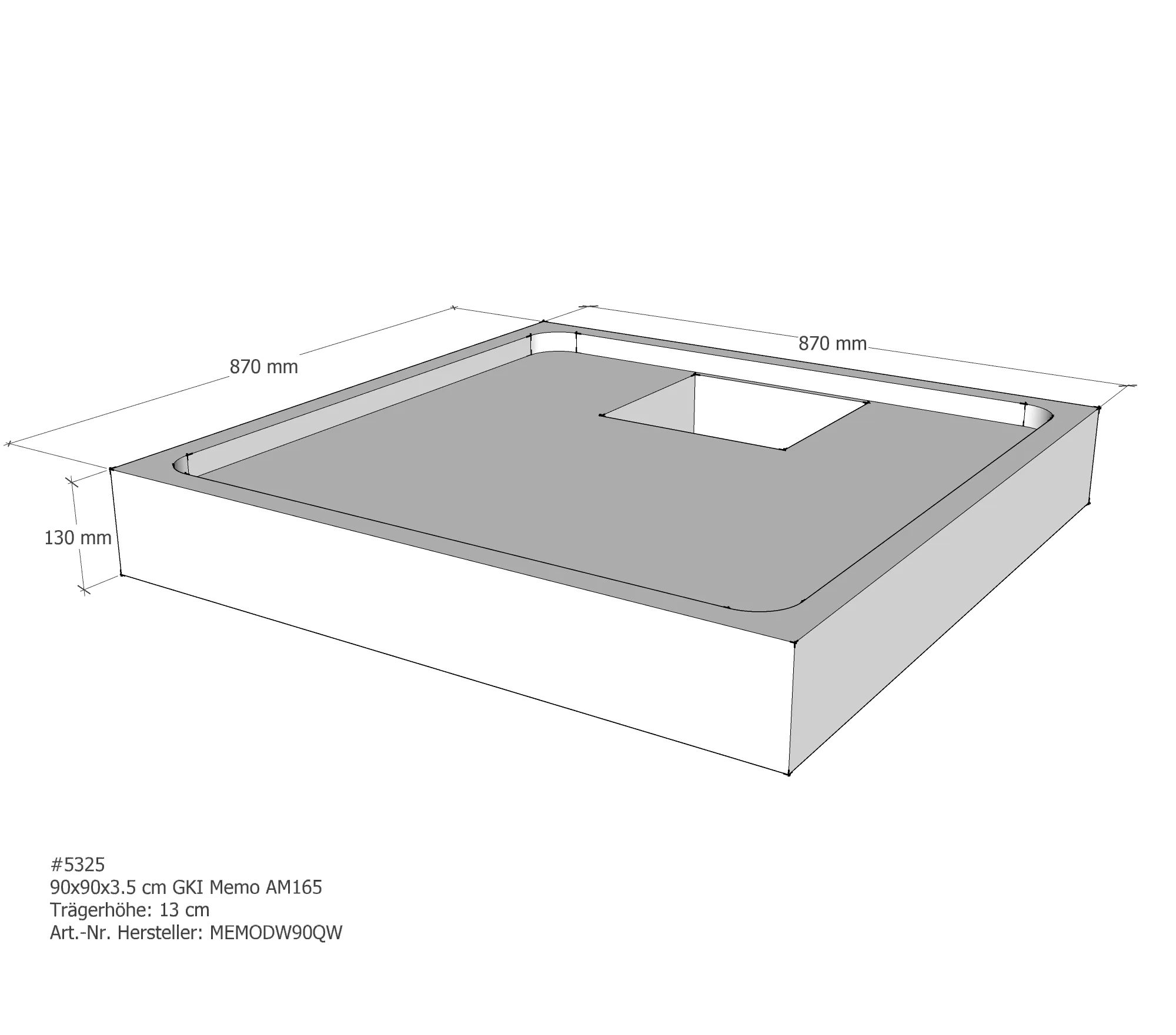 Duschwannenträger für GKI Memo 90 × 90 × 3,5 cm Duschwannenträger für GKI Memo 90 × 90 × 3,5 cm