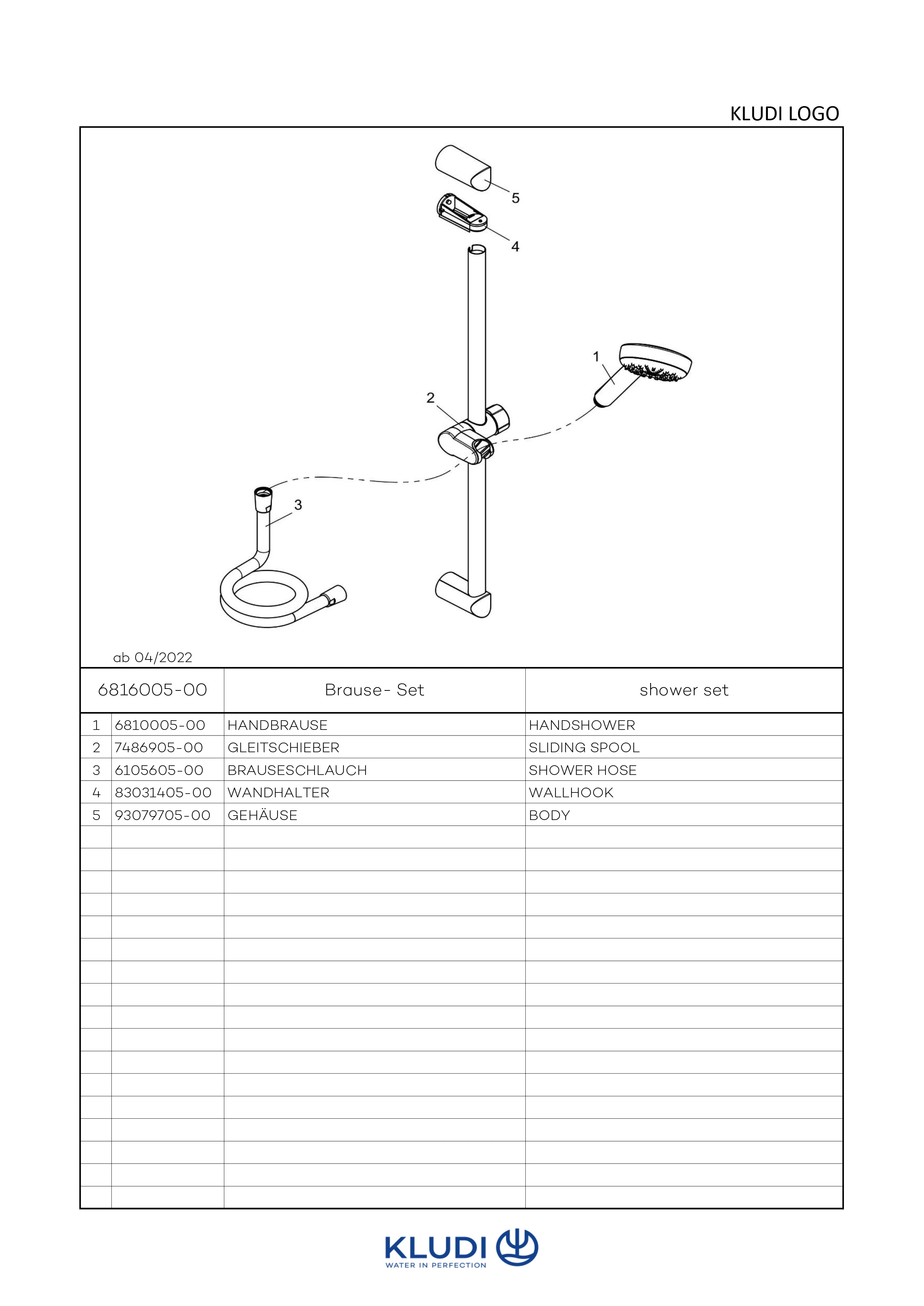 LOGO 1S Brause-Set mit Wandstange 600mm chrom