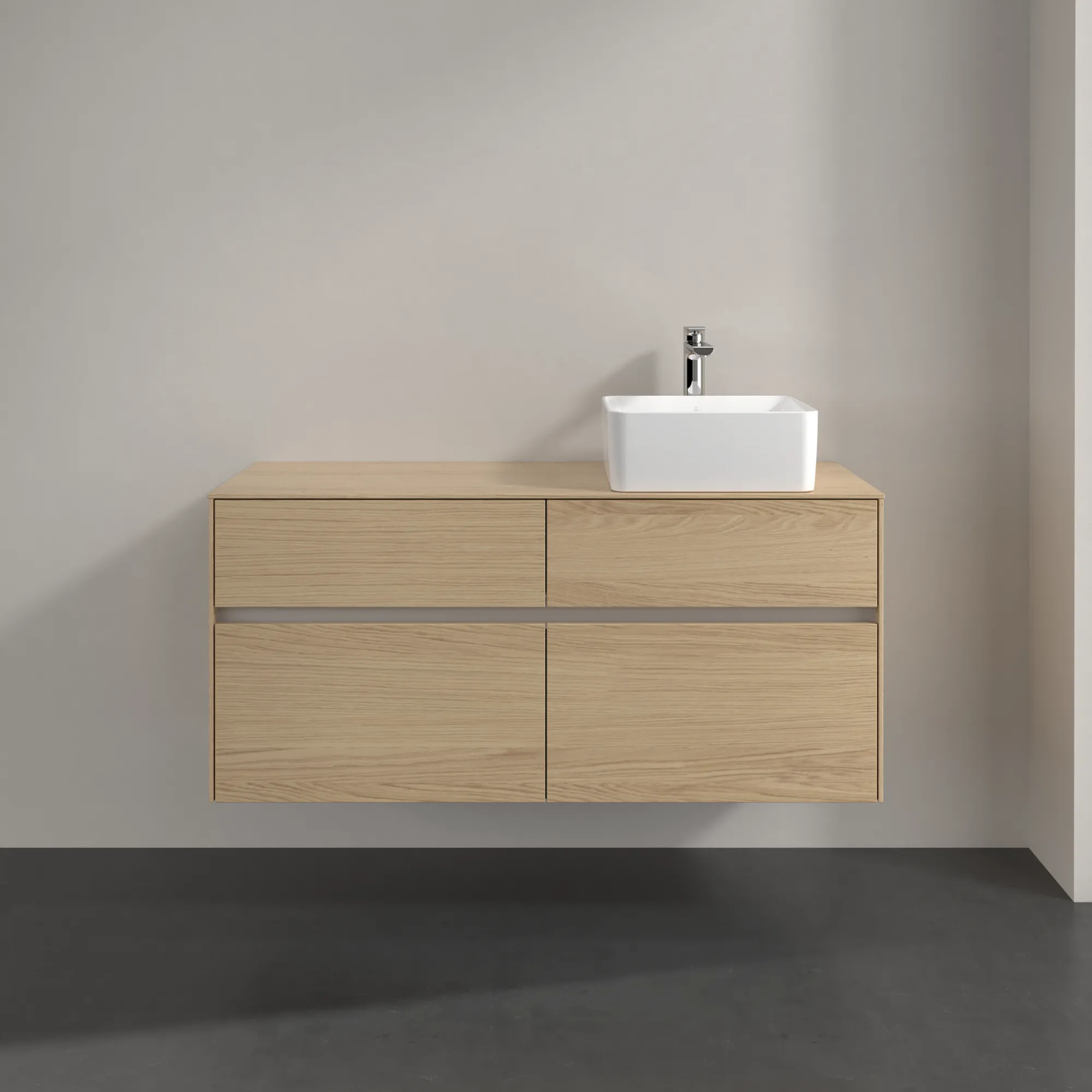 Villeroy & Boch Waschtischunterschrank „Collaro“ 1200 × 548 × 500 mm Nordic Oak, ohne Beleuchtung, für Becken rechts