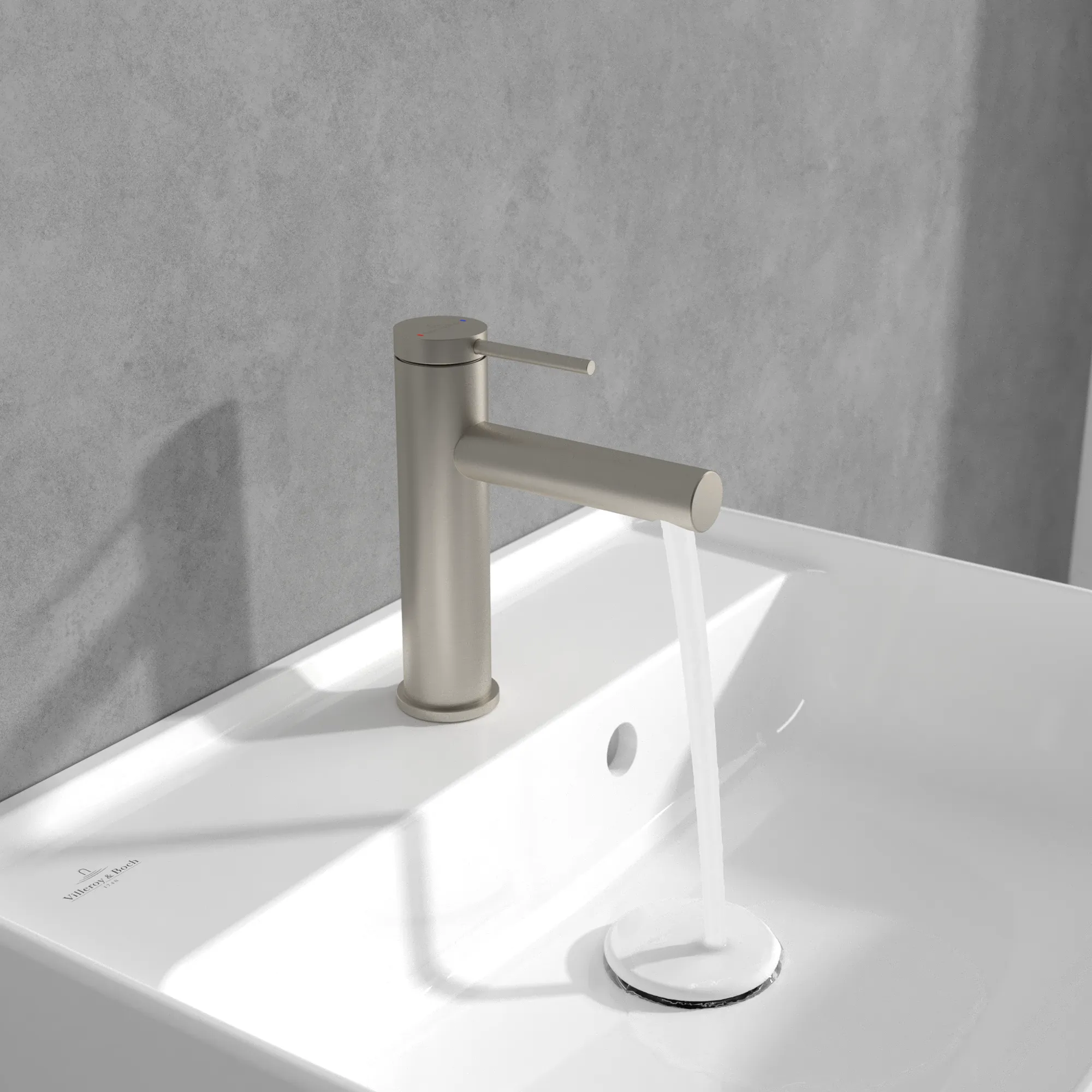Villeroy & Boch Einhebel-Waschtischarmatur Loop & Friends, Brushed Nickel Matt, 38x145x166 mm, Höhe 166 mm, Wanneneinbaumaß 38x145 mm Villeroy & Boch Einhebel-Waschtischarmatur Loop & Friends, Brushed Nickel Matt, 38x145x166 mm, Höhe 166 mm, Wanneneinbaumaß 38x145 mm