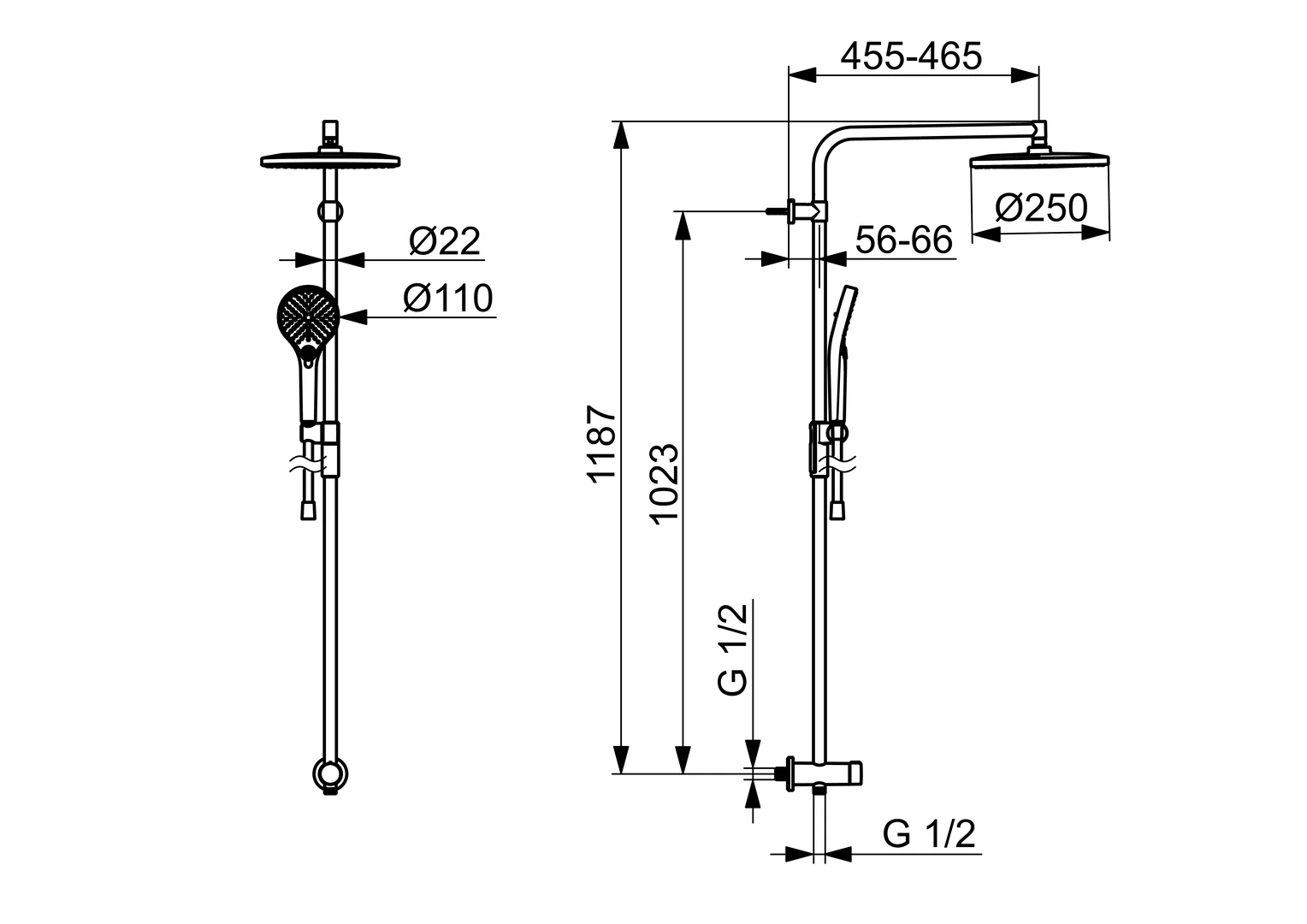 HansaVIVA Kopfbrause Set HansaVIVA 4419 Chrom