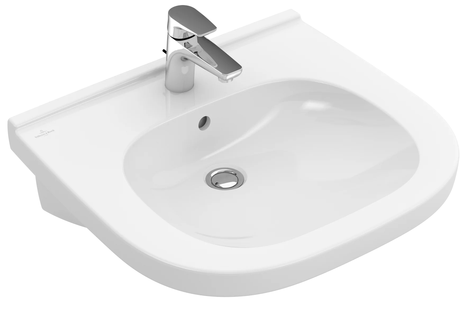 Villeroy & Boch Waschbecken ViCare, oval, weiß Alpin, 555 x 540 mm, Höhe 195 mm, mit Überlauf, barrierefrei, für 3-Loch-Armatur