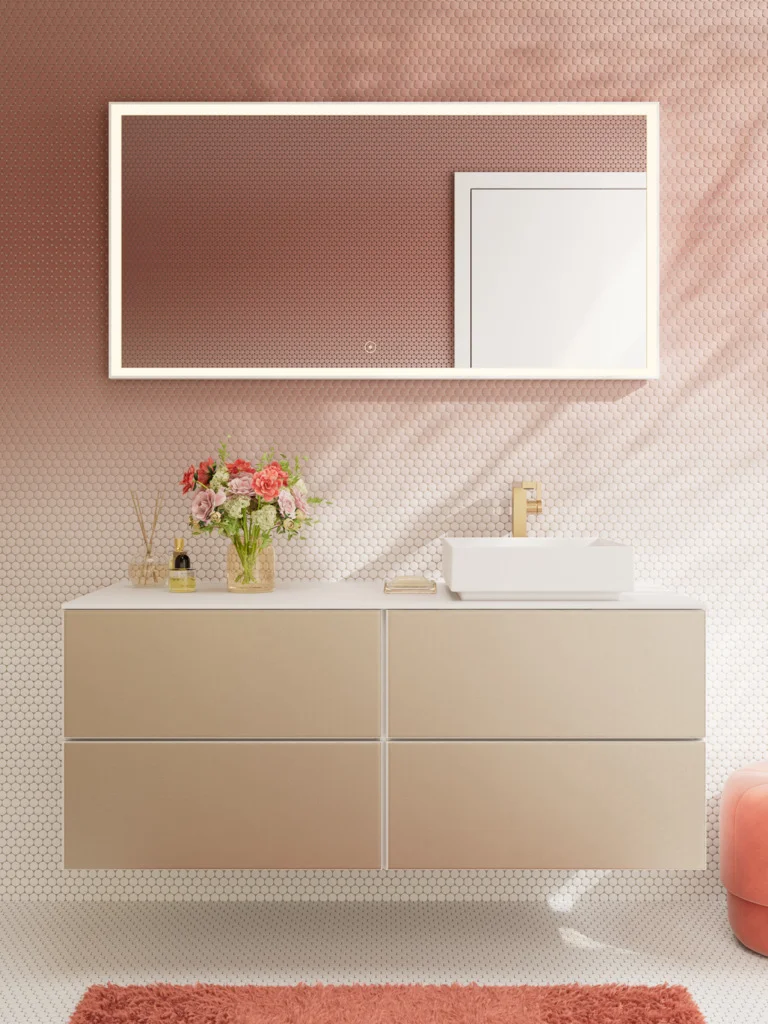 Hansgrohe Xarita E Spiegel mit LED-Beleuchtung, Mattweiß, 1400 x 700 x 50 mm