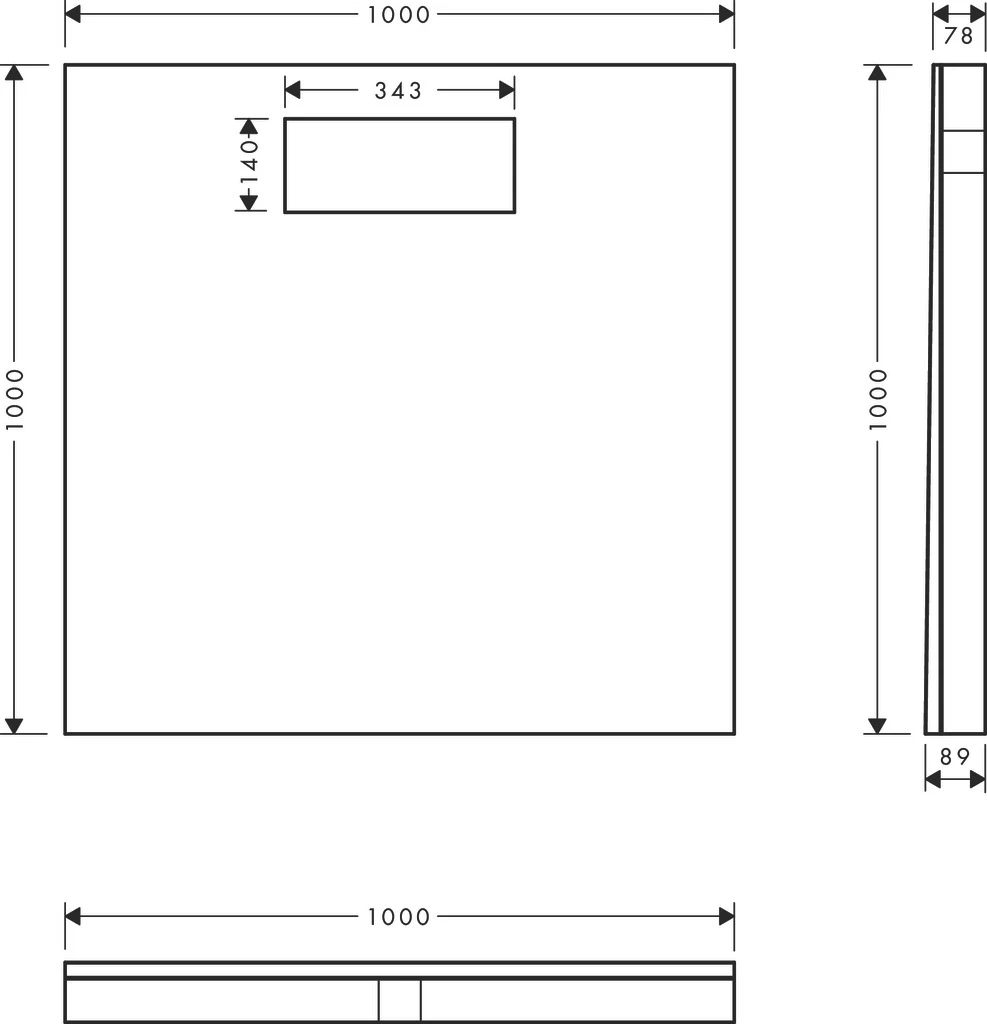 RainDrain Board Befliesbares Duschelement 1000/1000 mit Installationsset