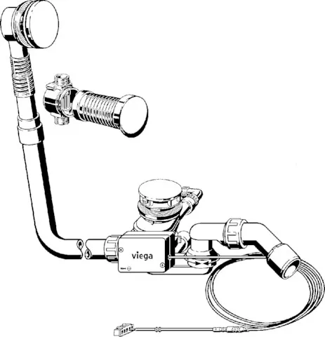 Viega Ab- und Überlaufgarnitur mit Zulauffunktion Modell 6148.1 „Multiplex Trio“ in DN40 / 50 Kunststoff verchromt 11 cm