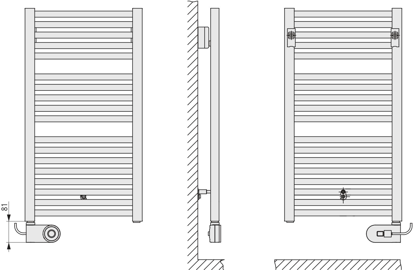 Kermi Design-Elektroheizkörper „Geneo® quadris-E“ 59,6 × 149,4 cm in glanzsilber Metallic