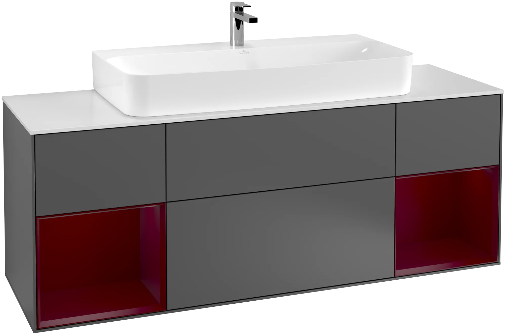 Villeroy & Boch Waschtischunterschrank „Finion“ für Schrankwaschtisch 1600 × 603 × 501 mm Anthracite Matt Lacquer, für Becken mittig