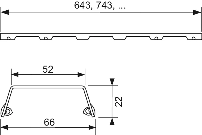 TECEdrainline Designrost "steel II" 700 mm Edelstahl poliert, gerade