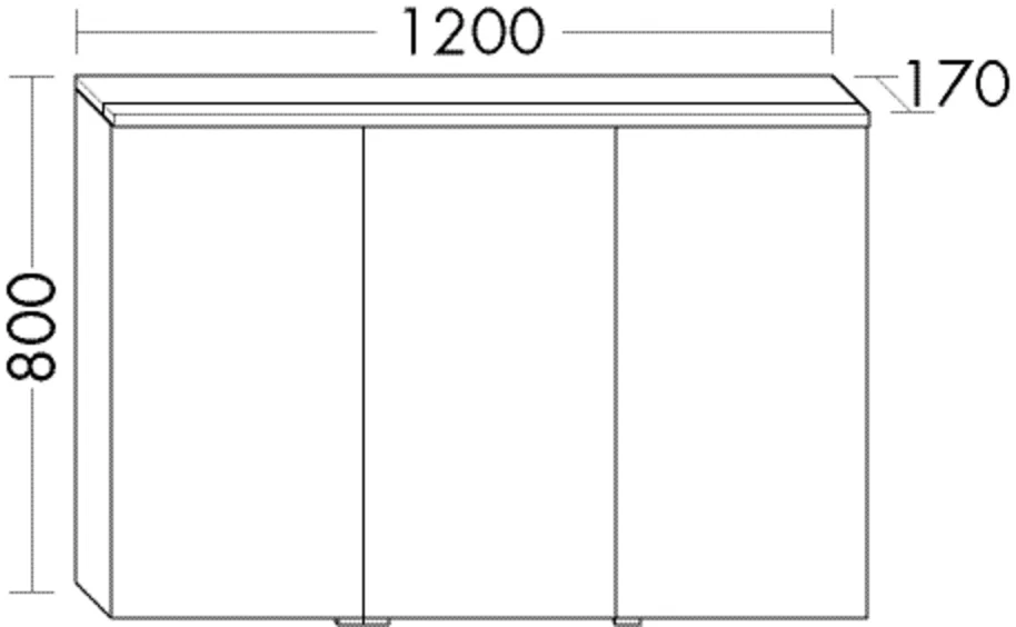 Spiegelschrank Eqio von burgbad - beidseitig verspiegelt, LED-Aufsatzleuchte 4250 K, 170 mm tief, 1200 mm breit, 800 mm hoch