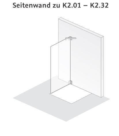 HSK Seitenwand für K2.01 -K2.60 „K2“ in Glas Klar hell