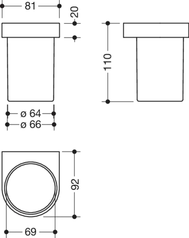 HEWI Glas/Zahnbürstenhalter „System 800“ in Befestigung verdeckt HEWI Glas/Zahnbürstenhalter „System 800“ in Befestigung verdeckt