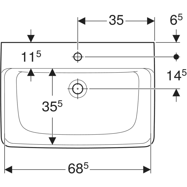 Wandwaschtisch „Renova Plan“, rechteckig 70 × 48 cm in weiß alpin