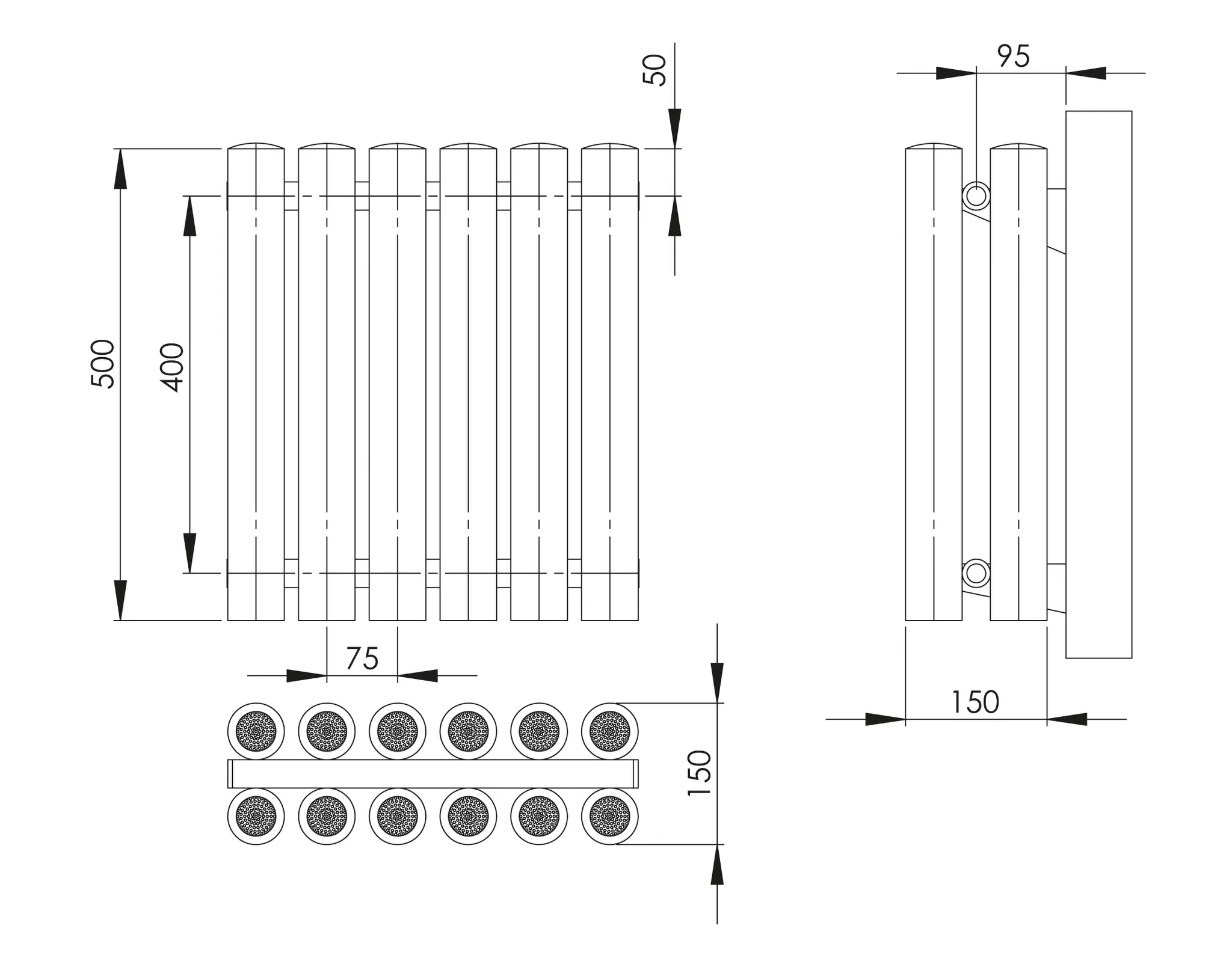 ASW Hygieneheizkörper zweireihig „Climaster“ C2E 58,5 × 50 cm