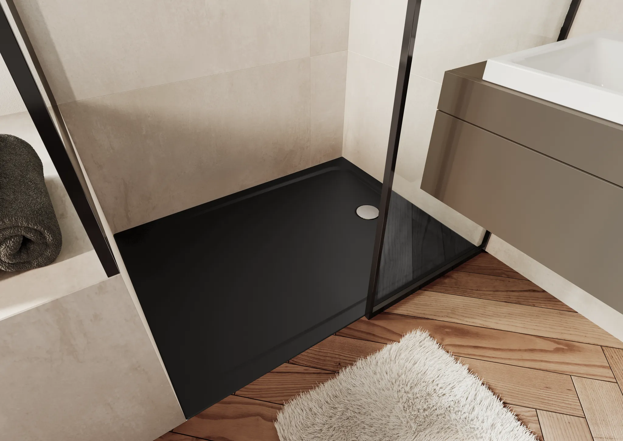 Kaldewei rechteck Duschwanne „Cayonoplan“ 750 × 900 mm mit Teilantislip, ohne Oberflächenveredelung, in schwarz Kaldewei rechteck Duschwanne „Cayonoplan“ 750 × 900 mm mit Teilantislip, ohne Oberflächenveredelung, in schwarz