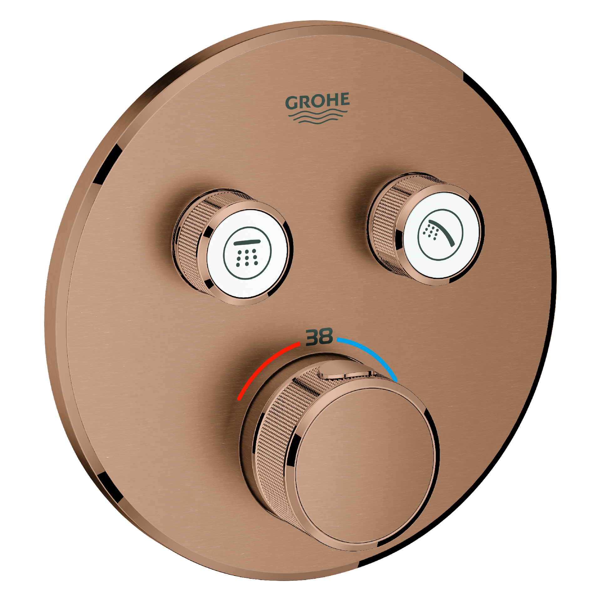 Thermostat Grohtherm SmartControl 29119, mit 2 Absperrventilen, Fertigmontageset für Rapido SmartBox, Wandrosette rund, chrom