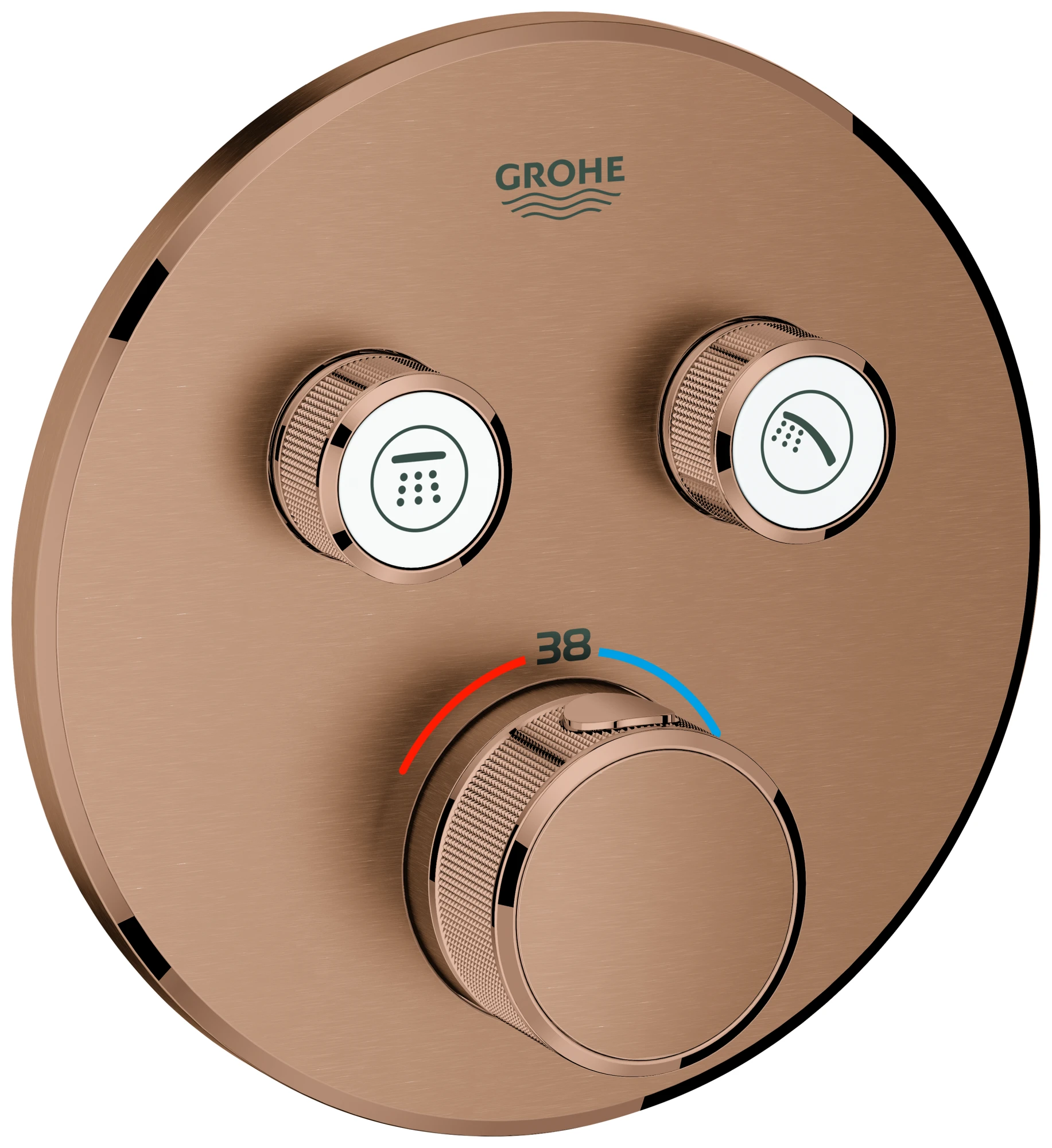 Thermostat Grohtherm SmartControl 29119, mit 2 Absperrventilen, Fertigmontageset für Rapido SmartBox, Wandrosette rund, chrom