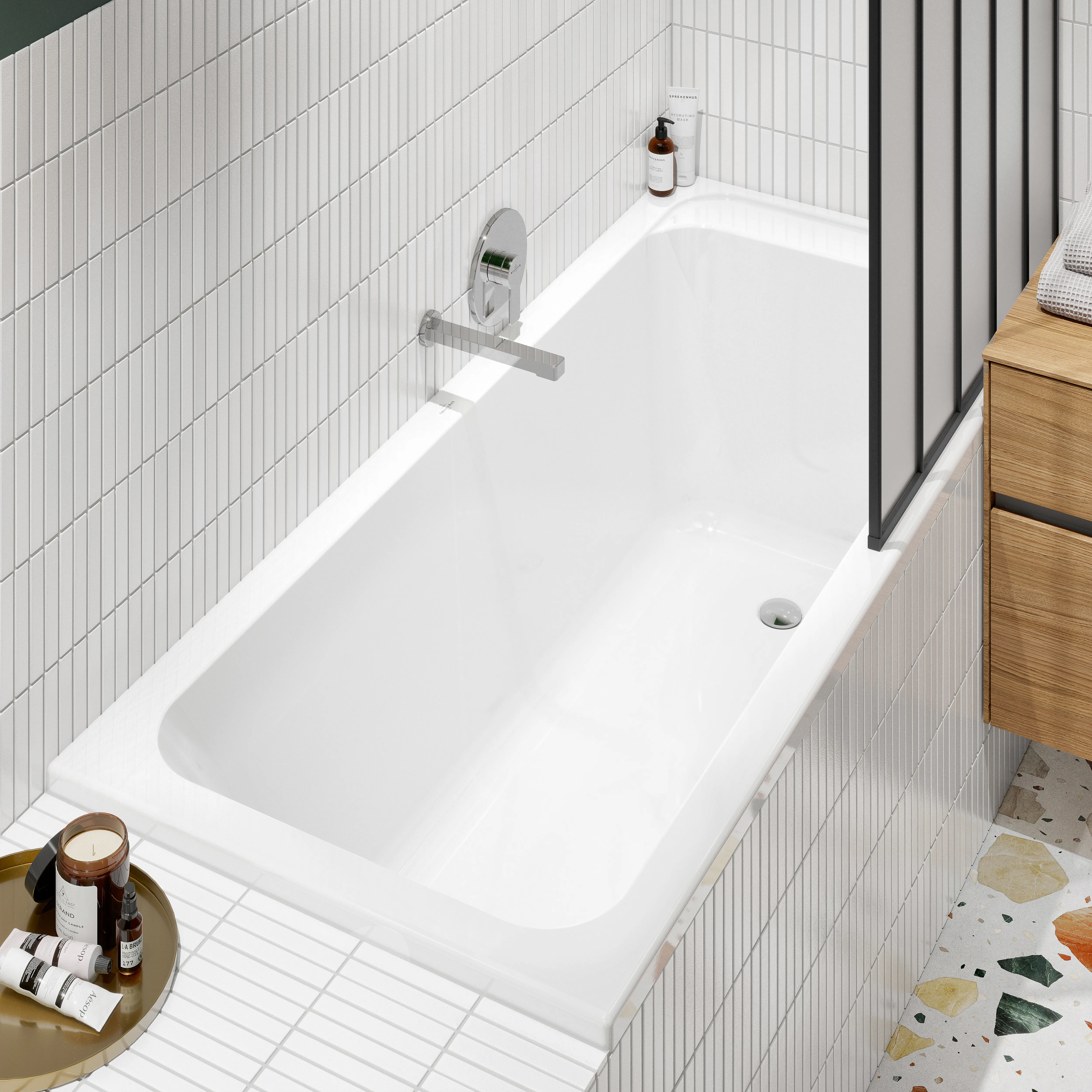 Villeroy & Boch Badewanne „Architectura“ rechteck 160 × 70 cm, Fußablauf