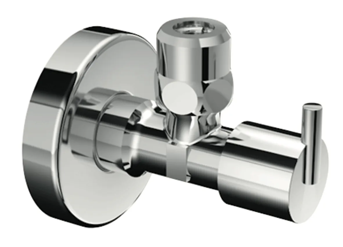 Eckventil mit Regulierfunktion PINT, Design-Griff, Schubrosette Ø 54 mm, DN 15 G 1/2 AG, Ø 10 mm (DN 10 G 3/8 AG), chrom