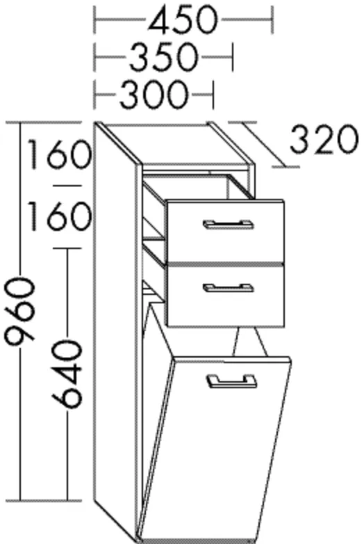 burgbad Hochschrank „Sys30“ 490 × 960 × 360 mm in Kieselgrau Softmatt
