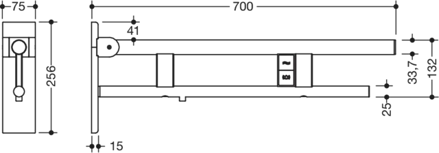 HEWI Toilettenstütze „System 900“, Befestigung verdeckt HEWI Toilettenstütze „System 900“, Befestigung verdeckt