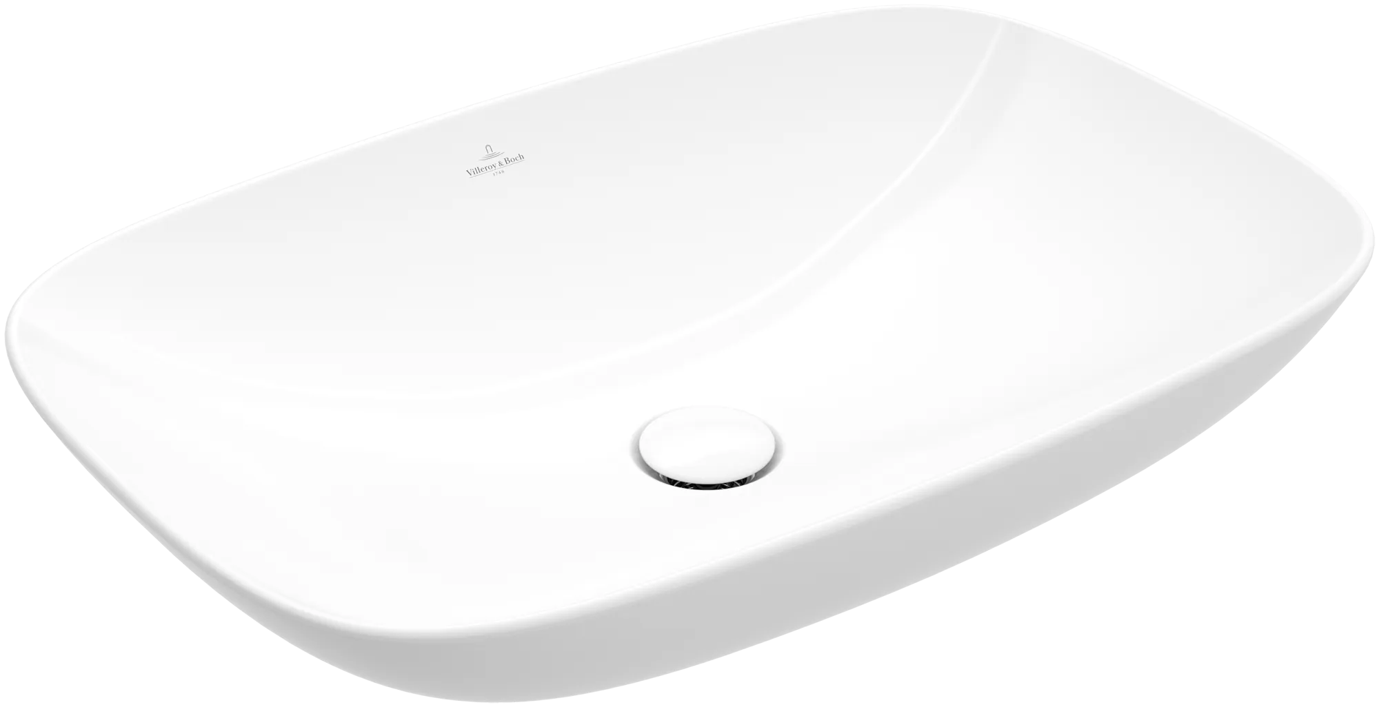 Villeroy & Boch Aufsatzwaschtisch aus TitanCeram „Loop & Friends“ 620 × 420 × 150 mm, ohne Hahnlochbohrung in Weiß Alpin Villeroy & Boch Aufsatzwaschtisch aus TitanCeram „Loop & Friends“ 620 × 420 × 150 mm, ohne Hahnlochbohrung in Weiß Alpin