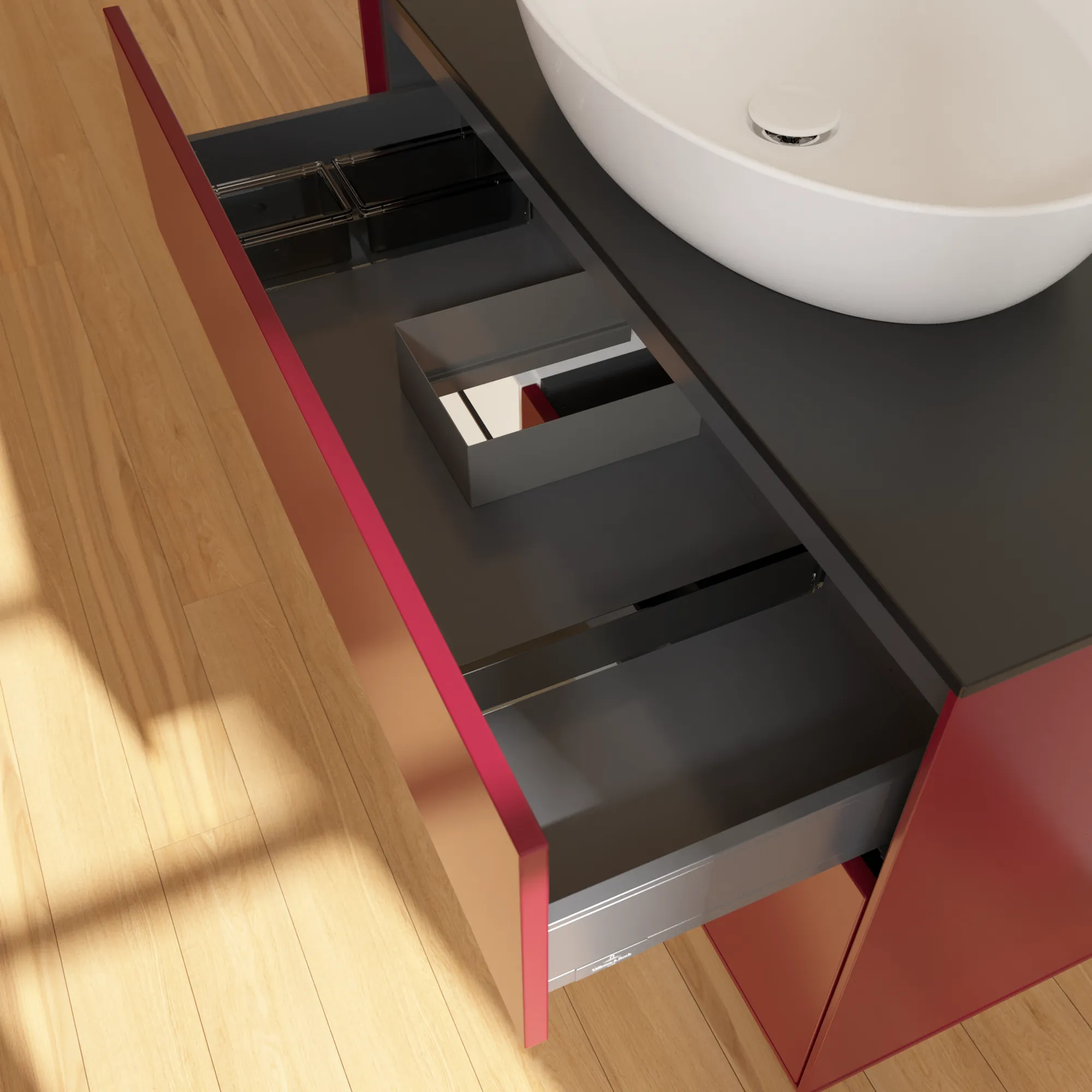 Villeroy & Boch Waschtischunterschrank „Finion“ für Schrankwaschtisch 1000 × 603 × 501 mm Peony Matt Lacquer, für Becken mittig, ohne Hahnlochbohrung