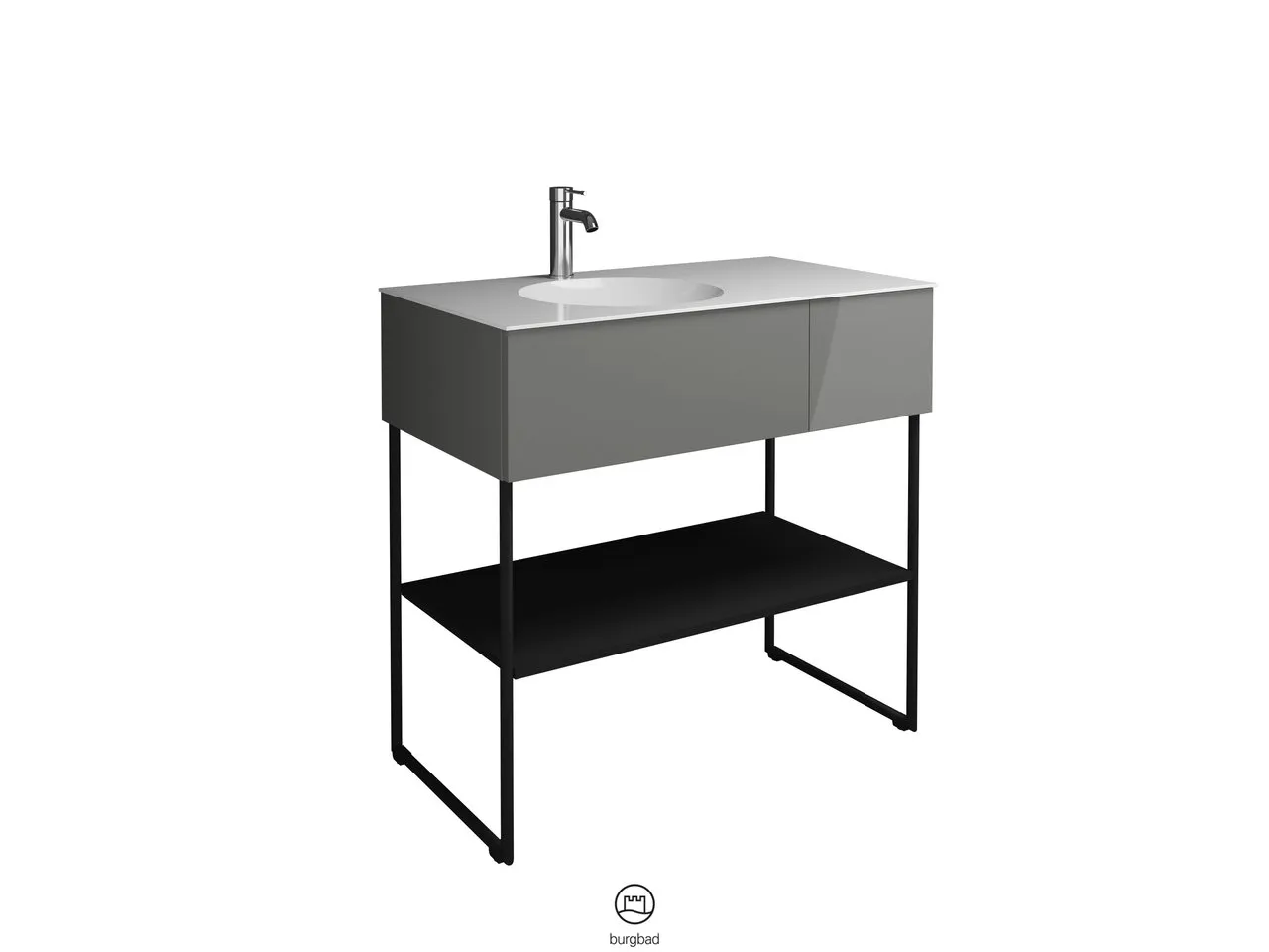 burgbad Coco Waschtisch Set, Mineralguss, Schwarz Seidenglanz burgbad Coco Waschtisch Set, Mineralguss, Schwarz Seidenglanz