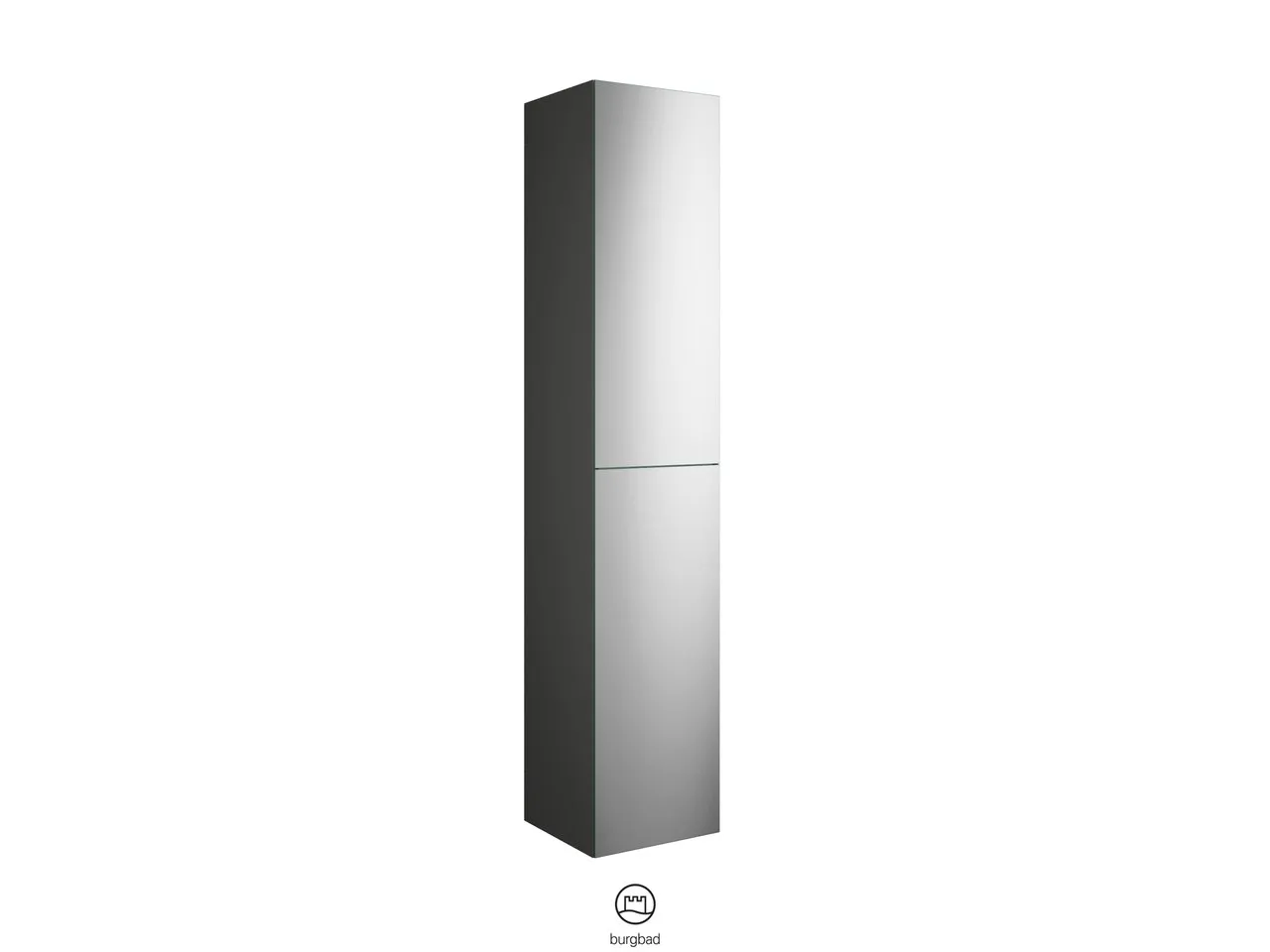 Hochschrank, 2 Spiegeltüren mit Tip-On-Technik;4 Einlegeböden;1 fester Boden, Tiefe: 350 mm, Breite: 350 mm, Höhe: 1760 mm