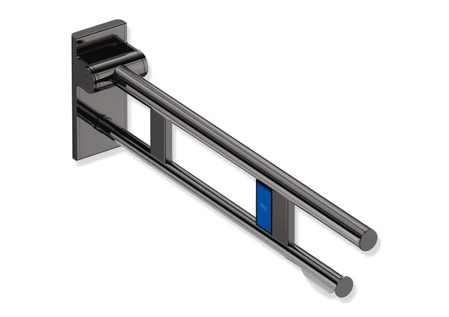 HEWI System 900 Mobiler Stützklappgriff Duo, links, Edelstahl PVD, 700 mm Ausladung