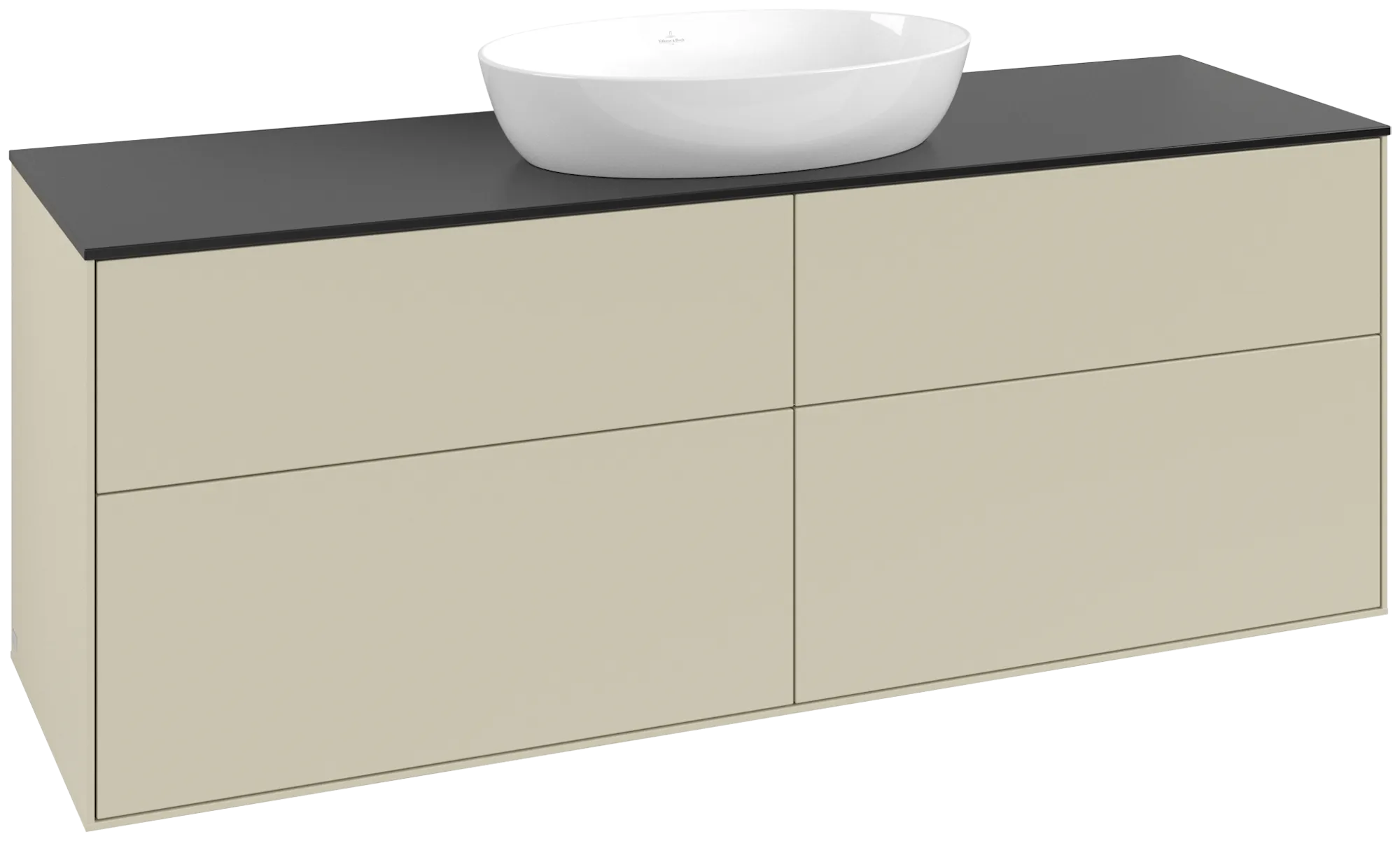 Villeroy & Boch Finion Waschbeckenunterschrank GA9, 1600x603x501mm, Silk Grey Matt Lacquer / Glass Black Matt
