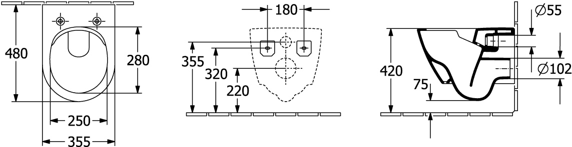 Wand-Tiefspül-WC DirectFlush „Subway 2.0“ 35,5 × 36 × 48 cm mit CeramicPlus, ohne Spülrand, Abgang waagerecht, Villeroy & Boch WC-Sitz „Subway 2.0“ Compact inkl. Deckel 41,5 × 36 × 41,5 × 5,5 cm, Quick Release, Soft Closing Wand-Tiefspül-WC DirectFlush „Subway 2.0“ 35,5 × 36 × 48 cm mit CeramicPlus, ohne Spülrand, Abgang waagerecht, Villeroy & Boch WC-Sitz „Subway 2.0“ Compact inkl. Deckel 41,5 × 36 × 41,5 × 5,5 cm, Quick Release, Soft Closing