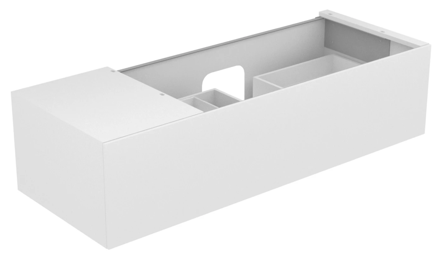 Edition 11 Waschtischunterbau mit Auszug 1400 x 350 x 535 mm weiß/Glas weiß WTU Edition 11 31164,1 Auszug, weiß/Glas weiß