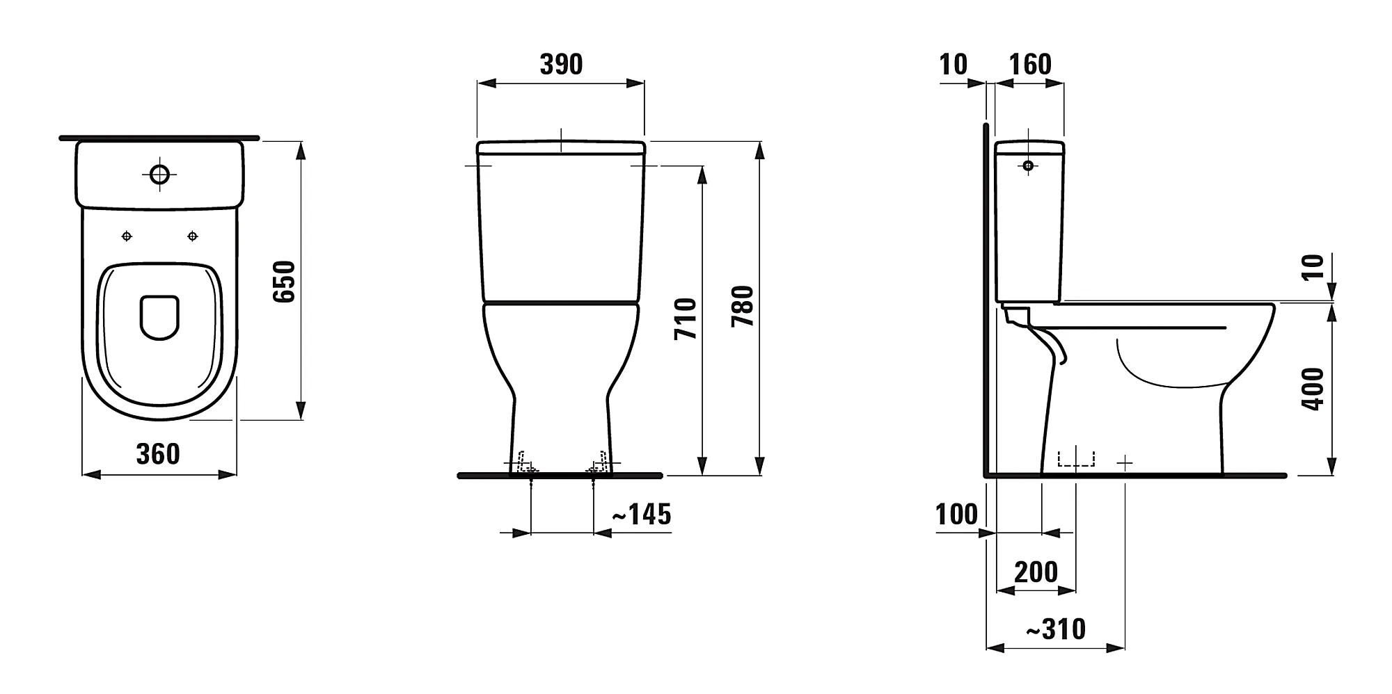 Tiefspül-WCKombi LUA 670x360x400, spülrandlos Abg. senkrecht Weiß Tiefspül-WCKombi LUA 670x360x400, spülrandlos Abg. senkrecht Weiß