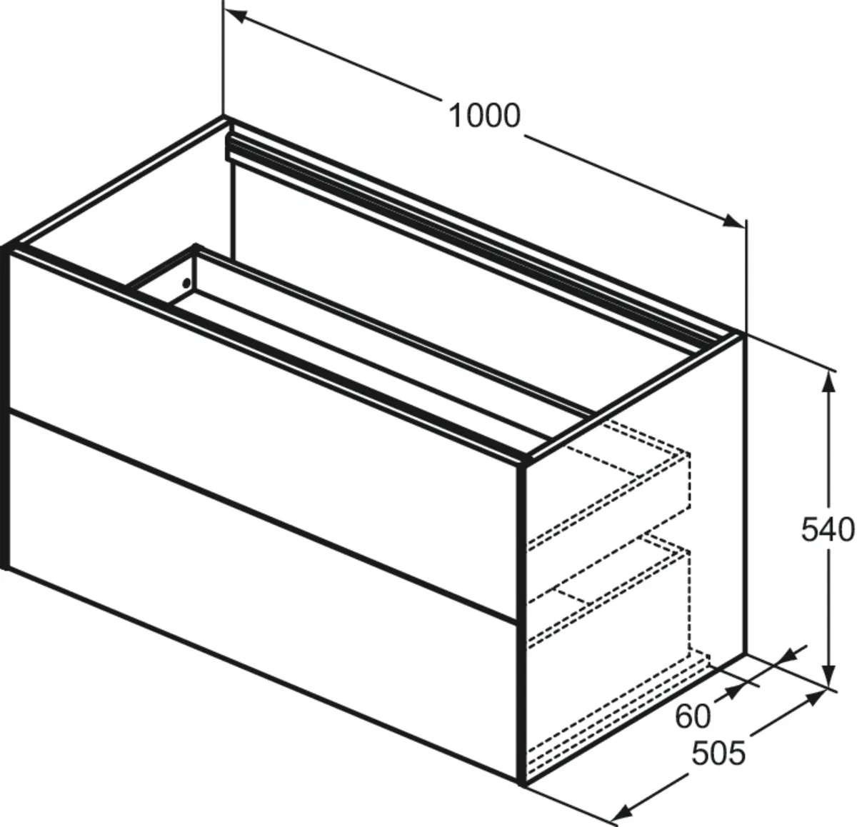 Ideal Standard Waschtischunterschrank „Conca“ 100 × 54 × 50,5 cm Eiche hell Furnier