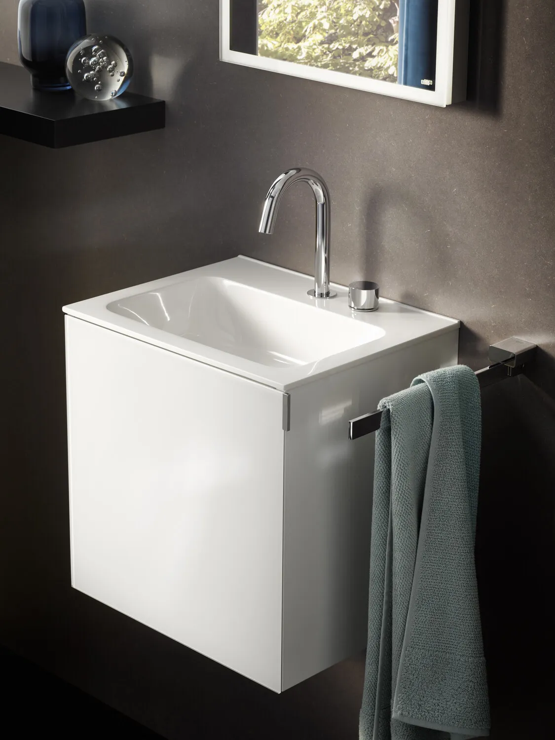 Waschbecken evo, 1x Bohrung, 400 mm, weiss Waschbecken evo, 1x Bohrung, 400 mm, weiss