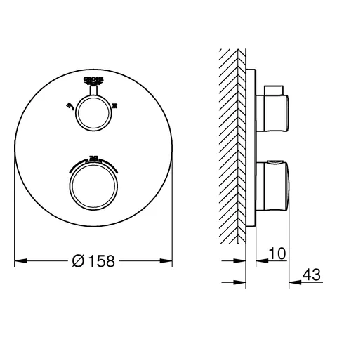 Thermostat-Brausebatterie Grohtherm 24076, mit integrierter 2-Wege-Umstellung, Fertigmontageset für Rapido SmartBox, chrom Thermostat-Brausebatterie Grohtherm 24076, mit integrierter 2-Wege-Umstellung, Fertigmontageset für Rapido SmartBox, chrom