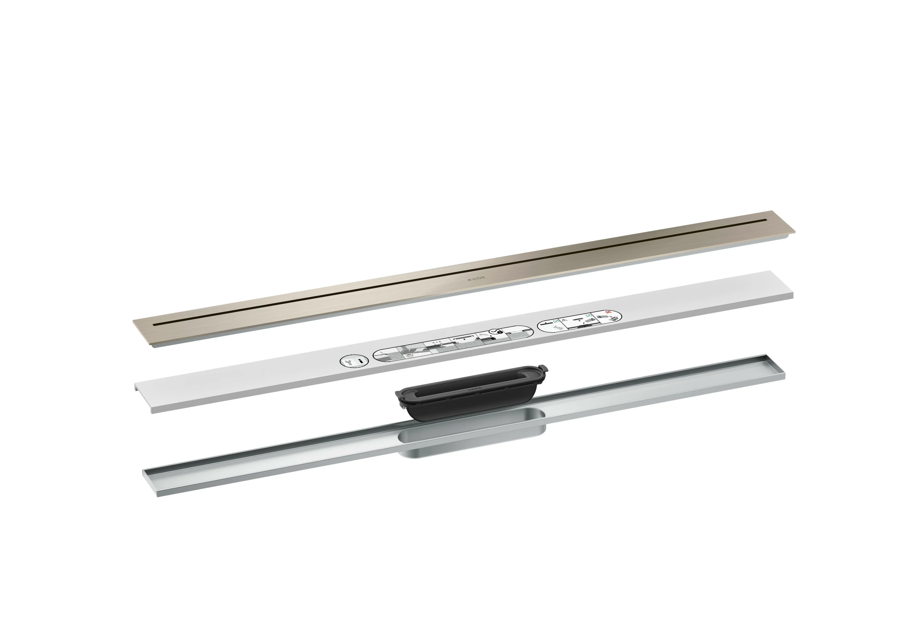 Hansgrohe AXOR Drain Fertigset Duschrinne 900 mm Brushed Nickel Hansgrohe AXOR Drain Fertigset Duschrinne 900 mm Brushed Nickel