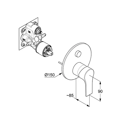Kludi ZENTA SL UP-Wafü-/Br.-EHM Push Set m. Funktionseinheit für 88022, chrom