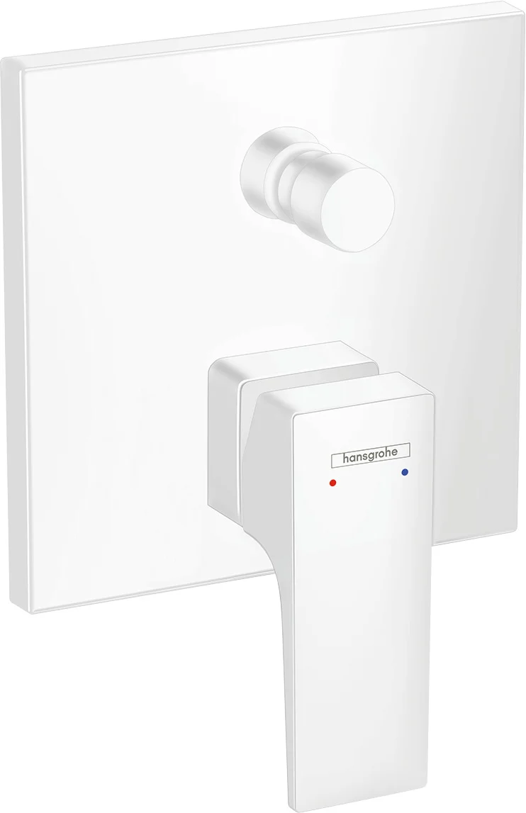 Hansgrohe Metropol Einhebel-Wannenmischer Unterputz, mattweiß, 2 Verbraucher, Keramikmischsystem, einstellbare Temperaturbegrenzung, automatische Rückstellung, Schalldämpfer