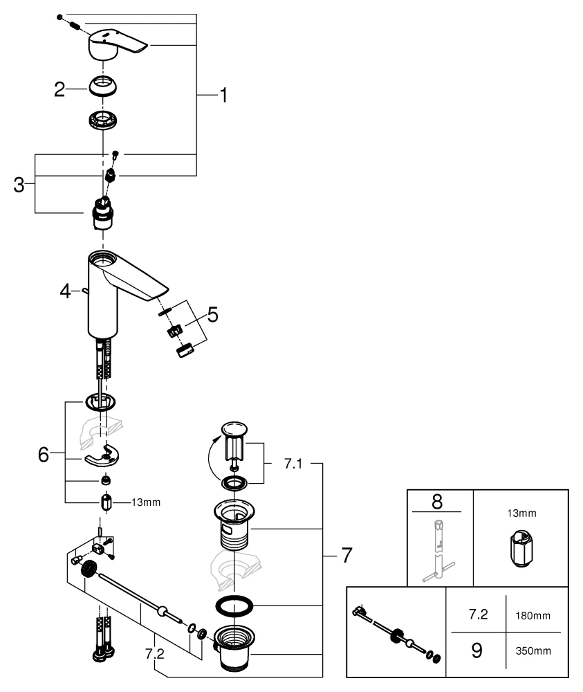 Einhand-Waschtischbatterie Eurosmart 23322_3, M-Size, Einlochmontage, Temperaturbegrenzer, Zugstangen-Ablaufgarnitur, chrom Einhand-Waschtischbatterie Eurosmart 23322_3, M-Size, Einlochmontage, Temperaturbegrenzer, Zugstangen-Ablaufgarnitur, chrom