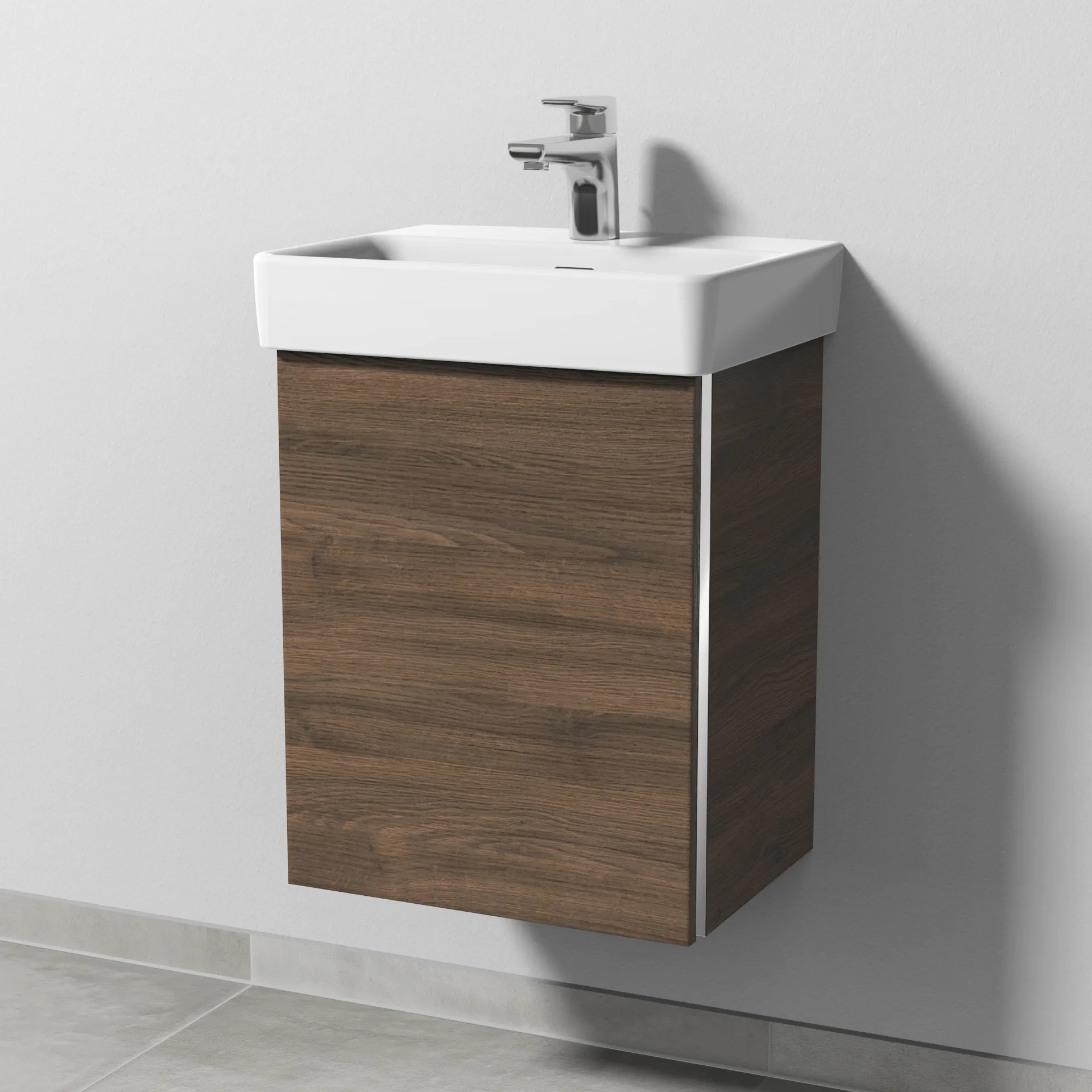 Sanipa Waschtischunterschrank „3way“ passend zu Keramik-Waschtische Pro S von 410 × 520 × 317 mm in Eiche Arizona, Anschlag links