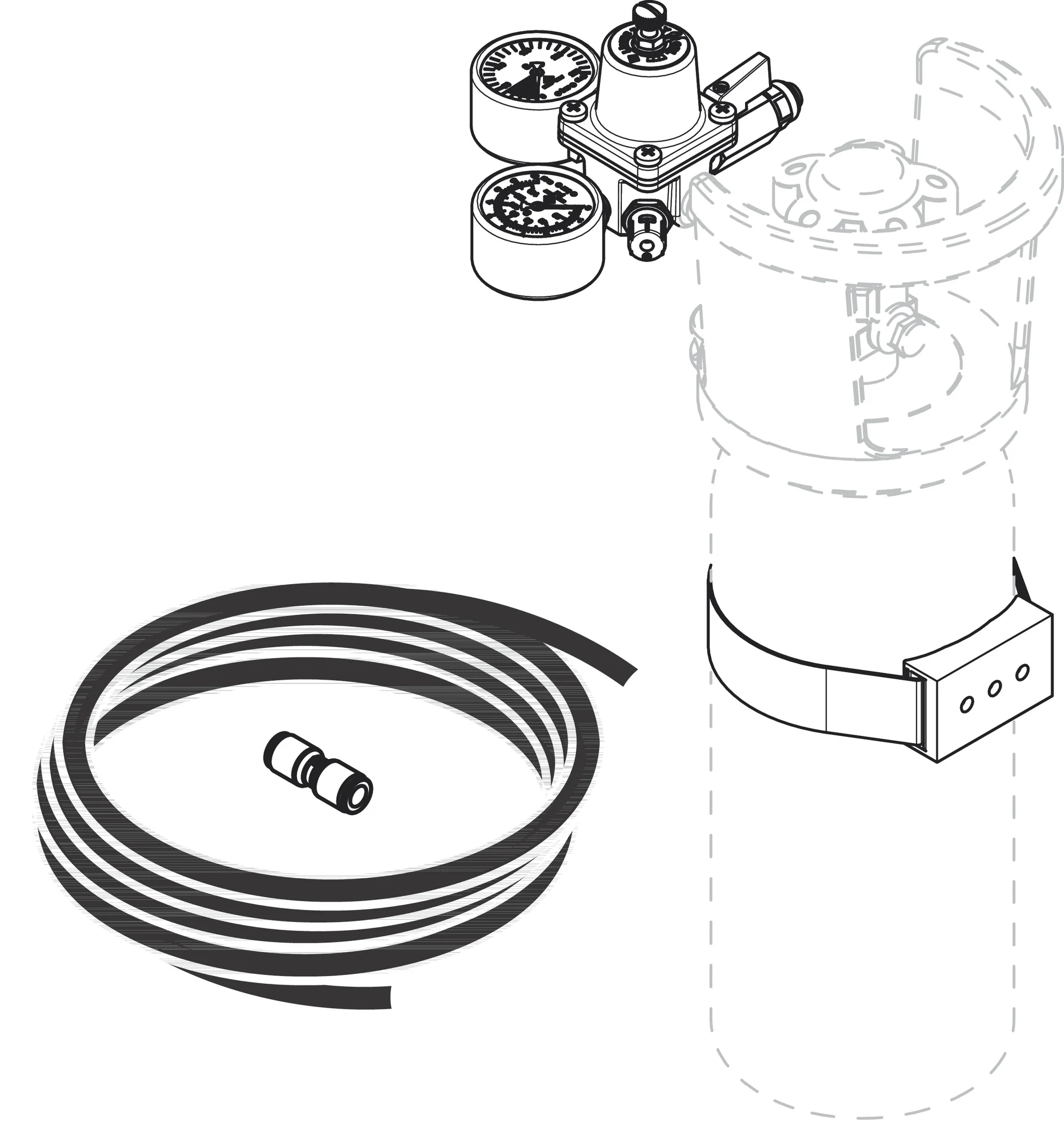Hansgrohe F24 Erweiterungsset für 2 kg CO₂-Flasche – Druckminderer, Halterung mit Klettverschluss, 5 m Schlauch, Schlauchverbinder und Sicherungsring zum Anschluss an das SodaSystem