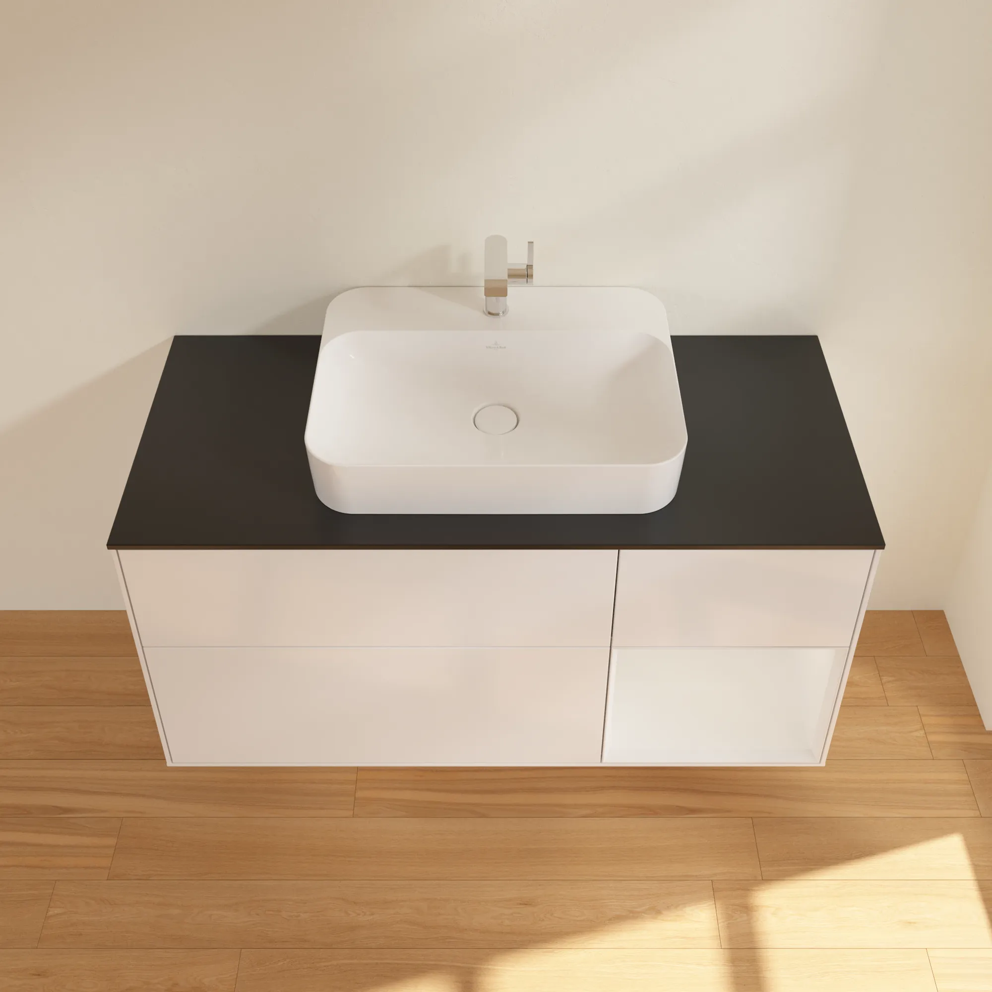 Villeroy & Boch Waschtischunterschrank „Finion“ für Schrankwaschtisch 1200 × 603 × 501 mm Glossy White Lacquer, für Becken mittig Villeroy & Boch Waschtischunterschrank „Finion“ für Schrankwaschtisch 1200 × 603 × 501 mm Glossy White Lacquer, für Becken mittig