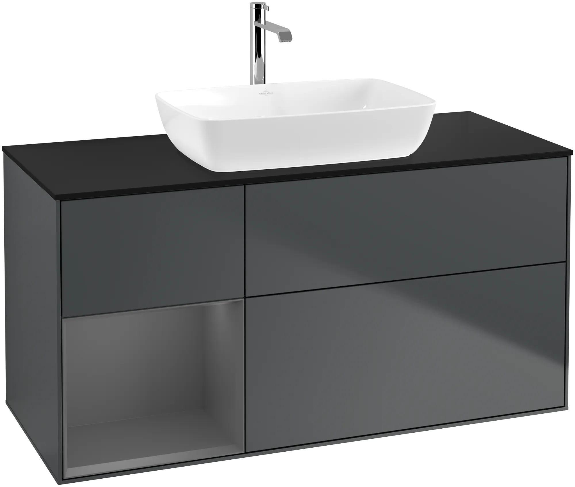 Villeroy & Boch Waschtischunterschrank „Finion“ für Schrankwaschtisch 1200 × 603 × 501 mm Midnight Blue Matt Lacquer, für Becken mittig
