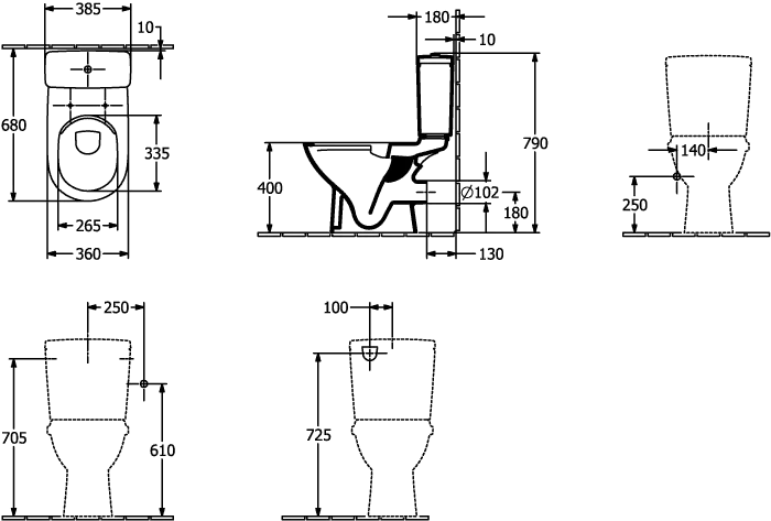 Villeroy & Boch O.novo Spülkasten 5760S1, 385x165x360mm, Weiß Alpin