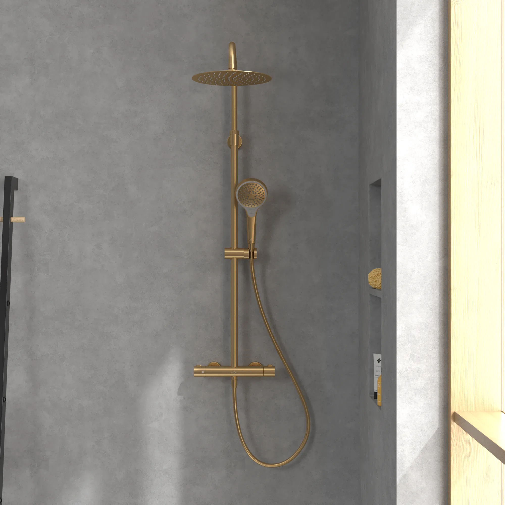 Gleitstangekombination „Verve Showers“, Befestigung verdeckt 47,2 cm in Brushed Gold Gleitstangekombination „Verve Showers“, Befestigung verdeckt 47,2 cm in Brushed Gold