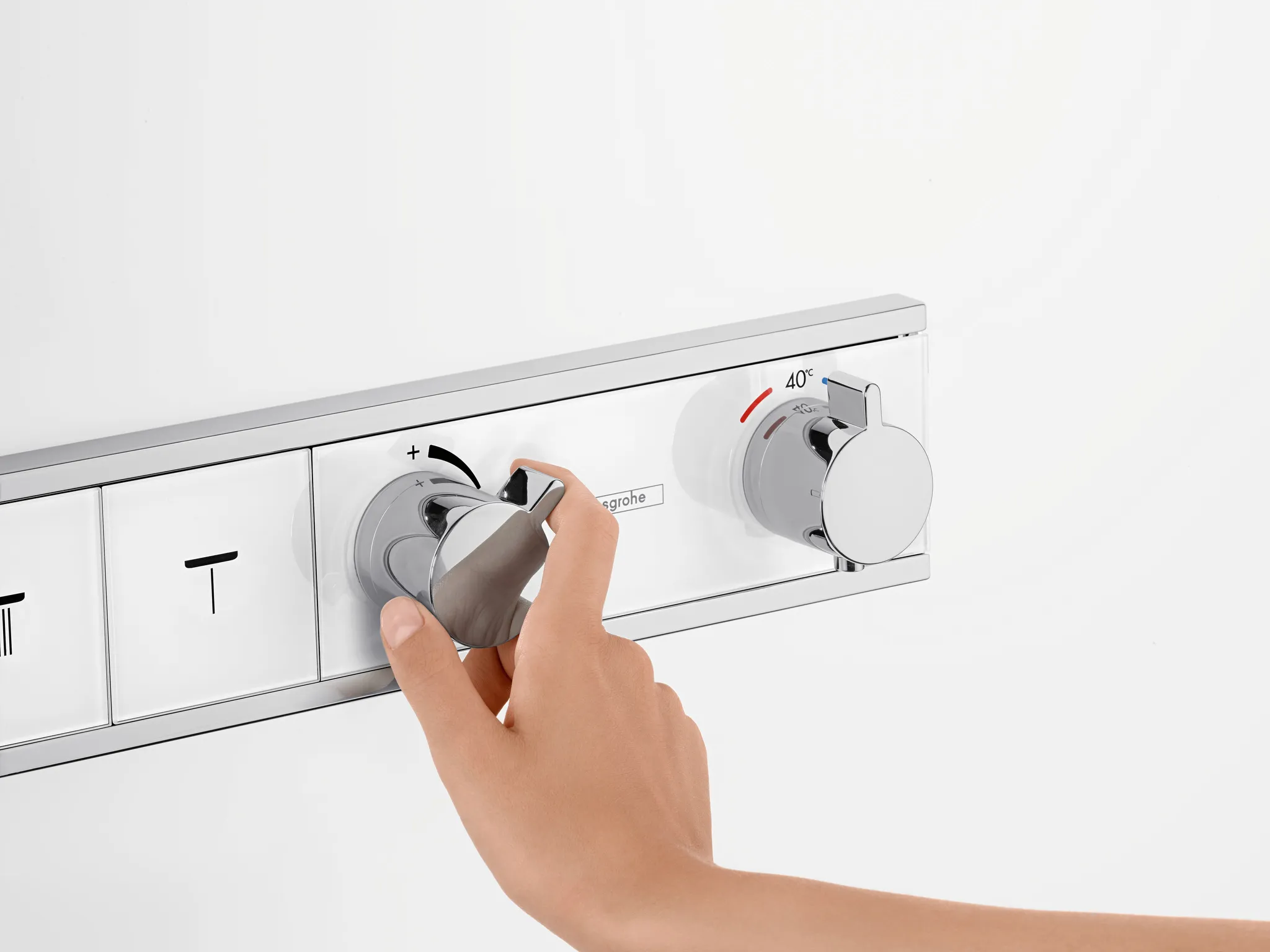 Hansgrohe RainSelect Thermostat Unterputz für 4 Verbraucher mit integriertem Brausehalter, Weiß/Chrom Hansgrohe RainSelect Thermostat Unterputz für 4 Verbraucher mit integriertem Brausehalter, Weiß/Chrom