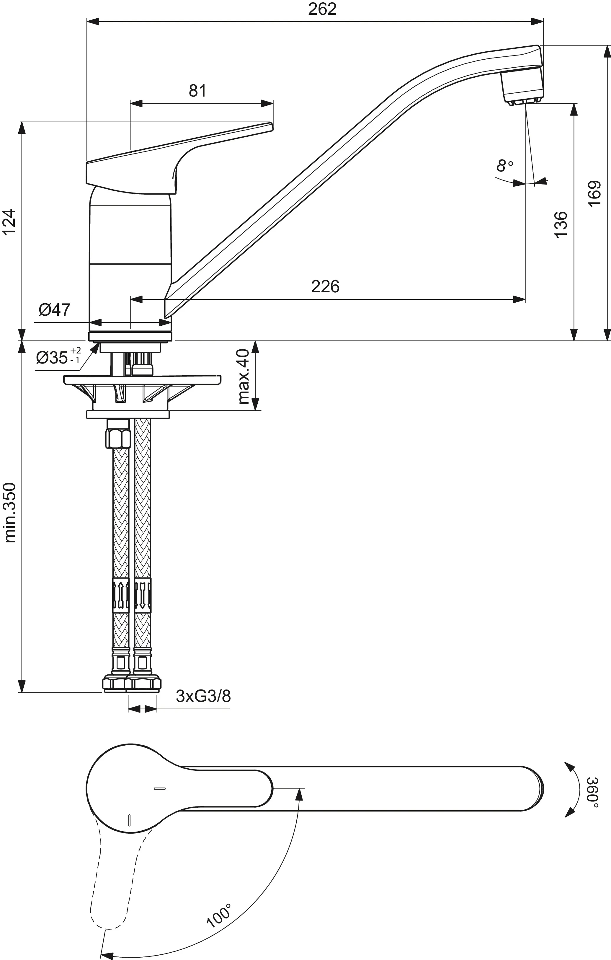 Küchenarmatur Cerafit, Niederdruck, mit Rohrauslauf, Ausladung 226 mm, Chrom Küchenarmatur Cerafit, Niederdruck, mit Rohrauslauf, Ausladung 226 mm, Chrom