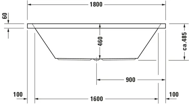 Duravit Badewanne „Starck“ rechteck 180 × 90 cm, Mittelablauf