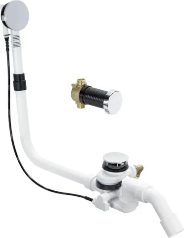 Viega Ab- und Überlaufgarnitur mit Zulauffunktion Modell 6145.5 „Multiplex Trio“ in 725 mm × DN40 / 50 Kunststoff verchromt 19 cm Viega Ab- und Überlaufgarnitur mit Zulauffunktion Modell 6145.5 „Multiplex Trio“ in 725 mm × DN40 / 50 Kunststoff verchromt 19 cm